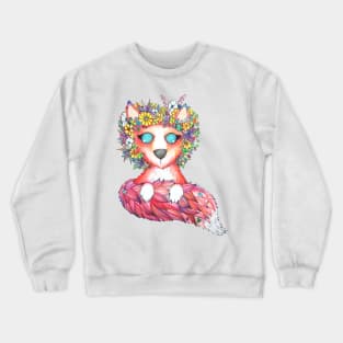 Fox with a Flowecrown Crewneck Sweatshirt